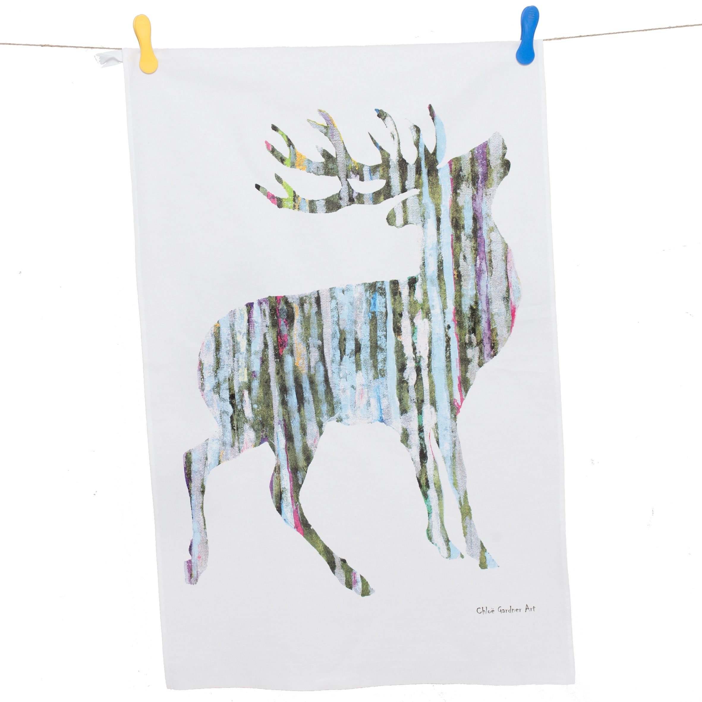 tea towel hanging silvery stag SSW