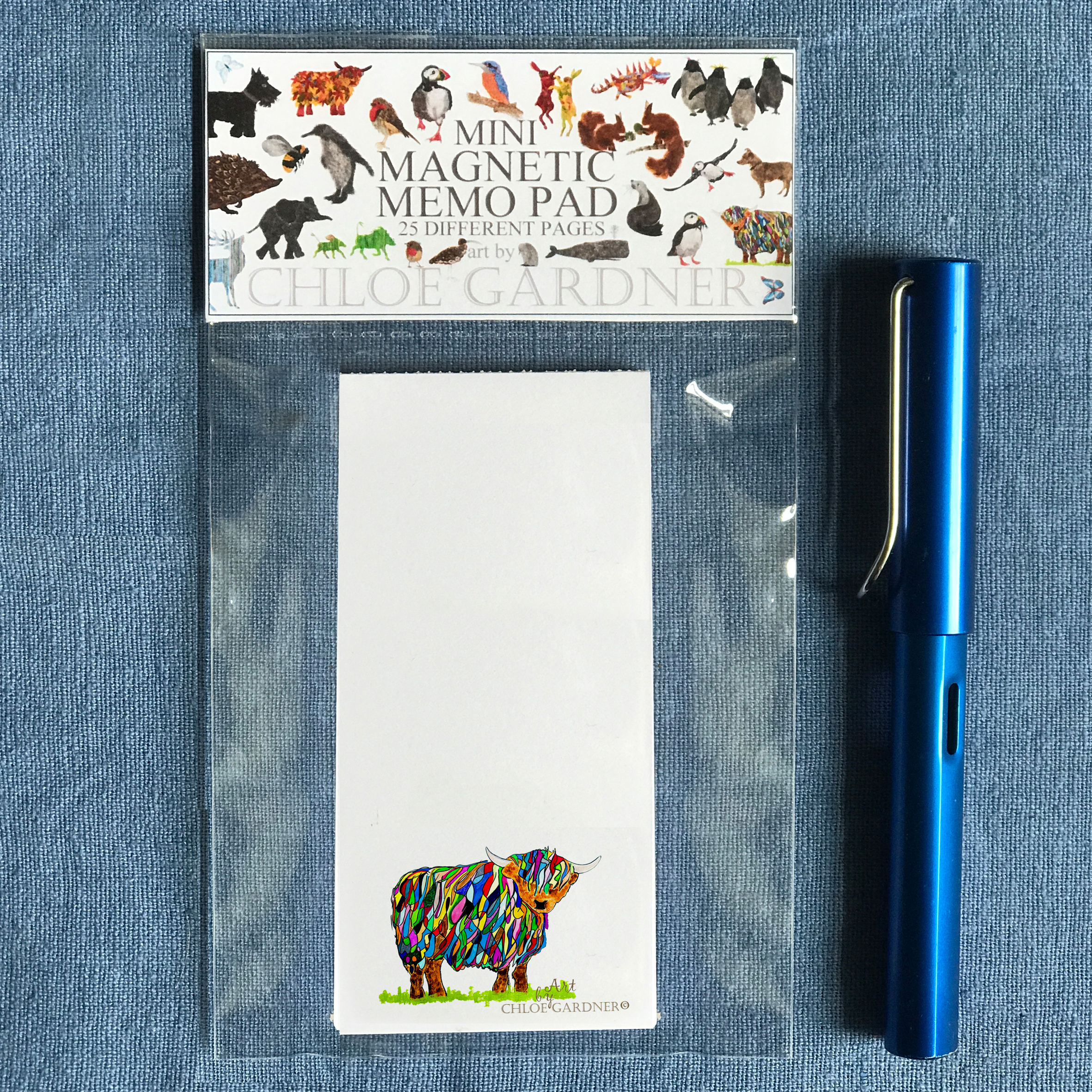 Magnetic Memo Pad- Top sheet Bright Highland Cow Design