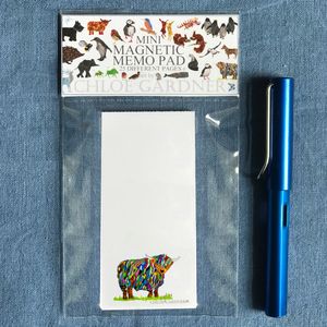 Magnetic Memo Pad- Top sheet Bright Highland Cow Design