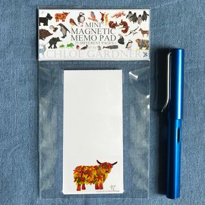 Magnetic Memo Pad- Top sheet Leaf Highland Cow Design