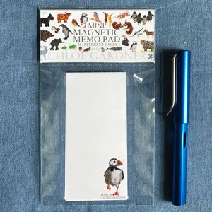 Magnetic Memo Pad- Top sheet Running Puffin Design