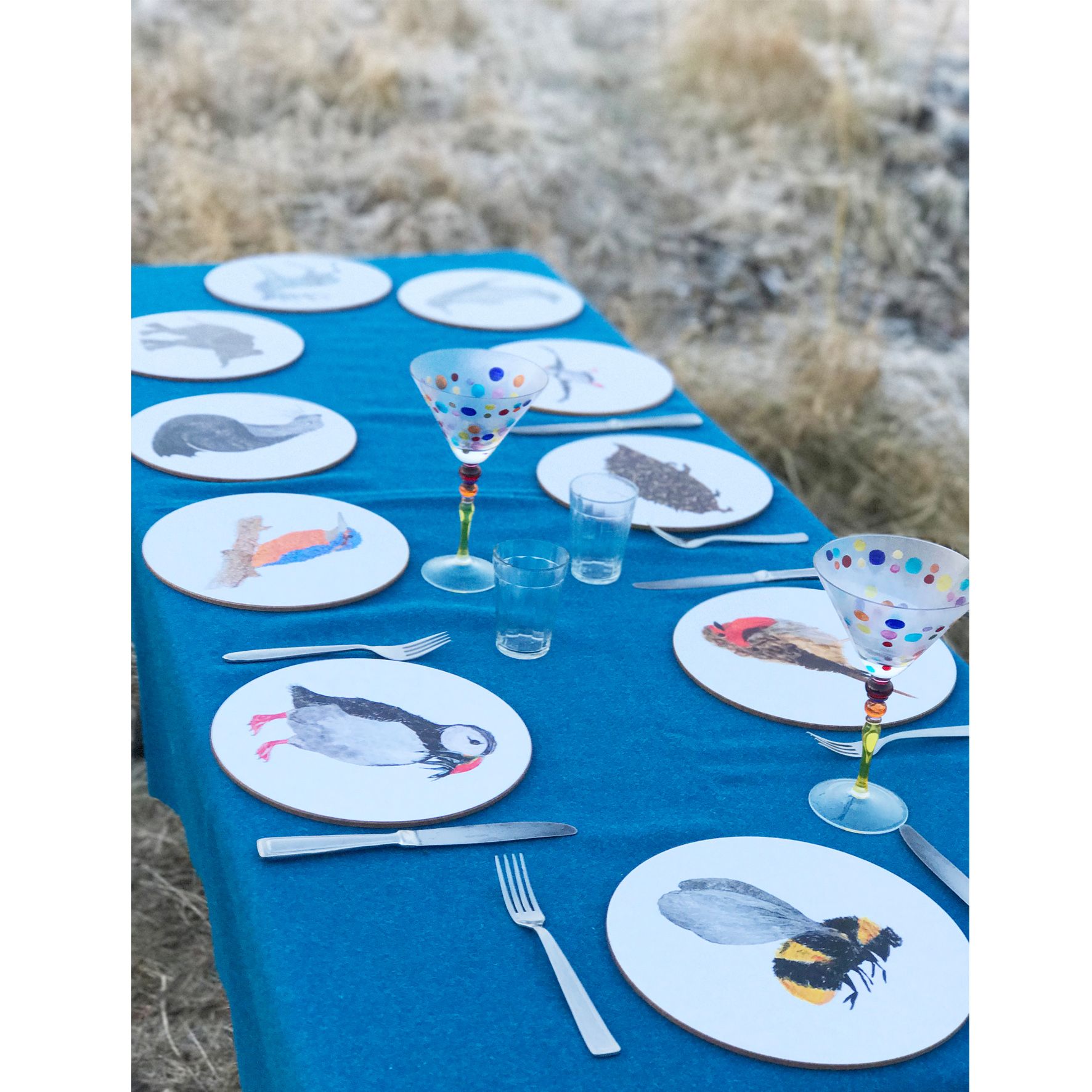 1MB nature tablemats on table on the beach