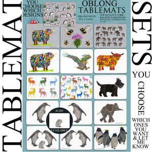 OBLONG TABLEMATS - Set of 5 - Your choice of designs