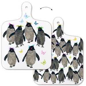 CHOPPING BOARD - SMALL- Rockhopper Penguins with Butterflies