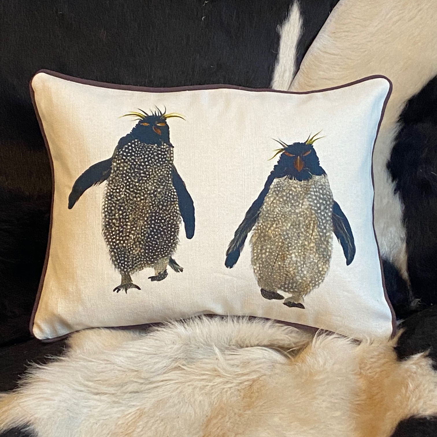 Rockhopper pair cushion on sofa charcoal piping square image