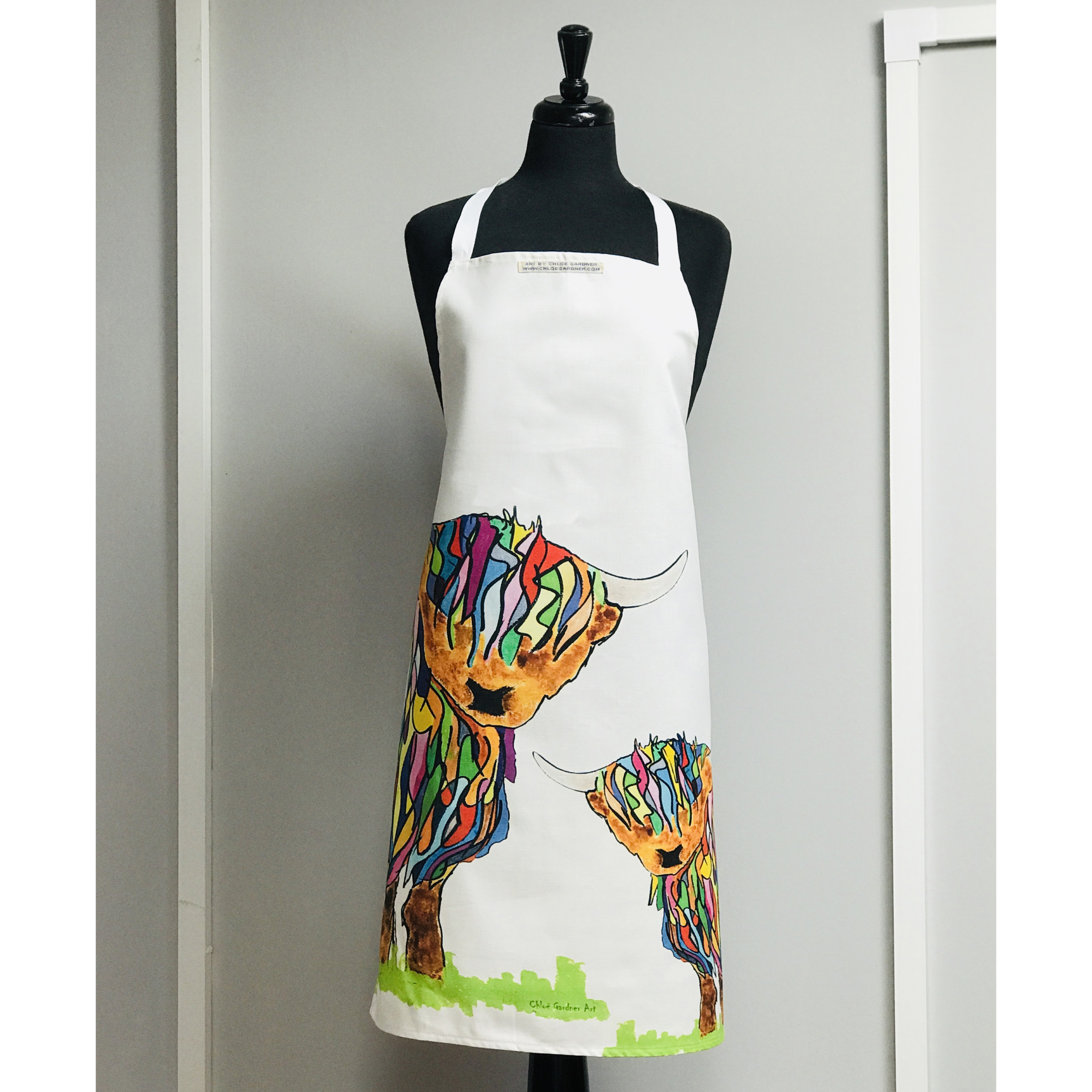 PRE ORDER FOR JULY - APRON - Bright Highland Cow and Baby