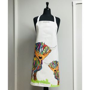 APRON - Bright Highland Cow and Baby