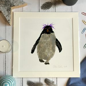 Mini Print - Square in a mount and bag for 8 inch frame - Single rockhopper with mad purple hair  (Avail:3 04/26)
