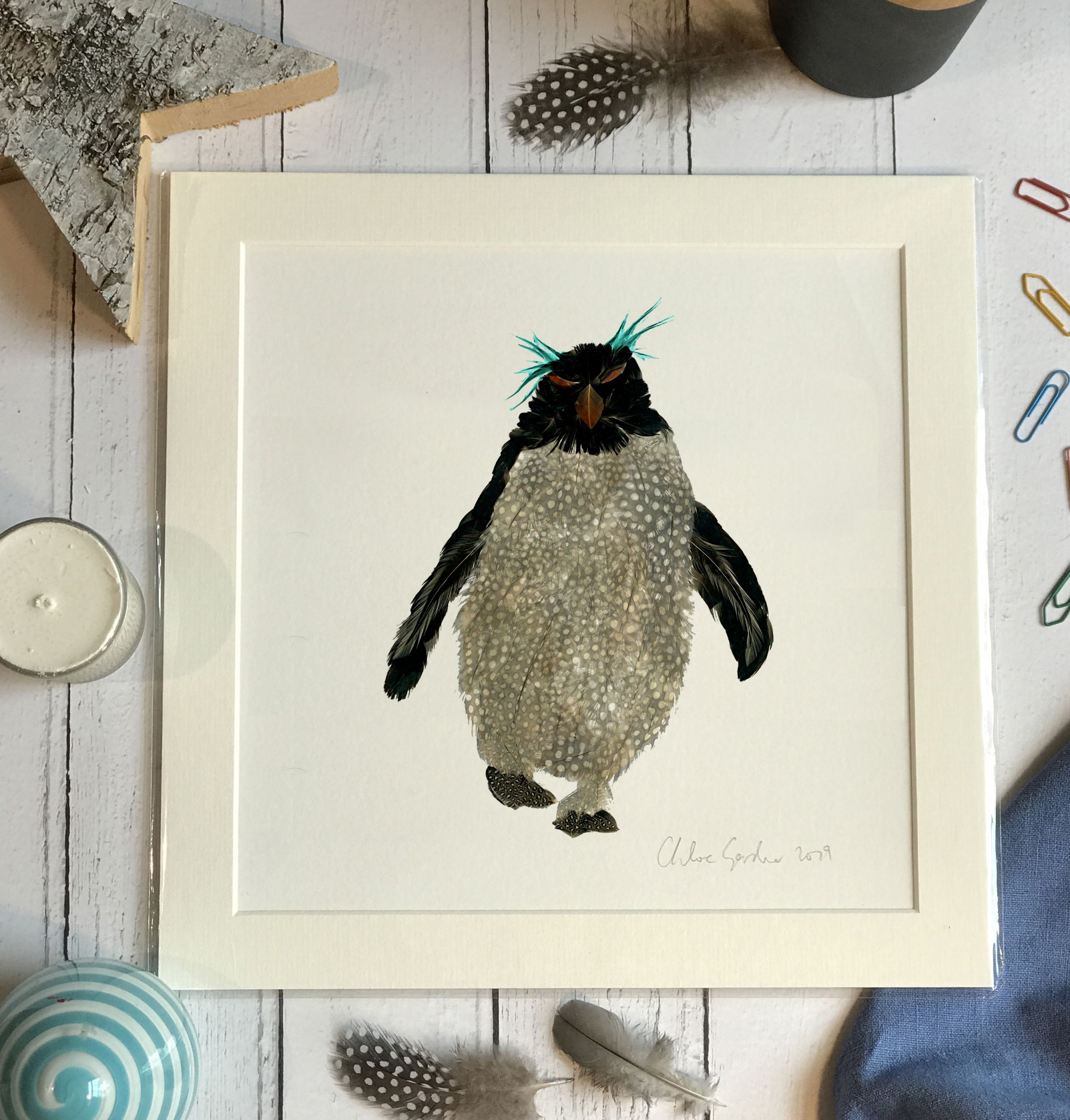 Mini Print - Square in a mount and bag for 8 inch frame - Single rockhopper with mad turquoise hair (Avail:3 04/26)