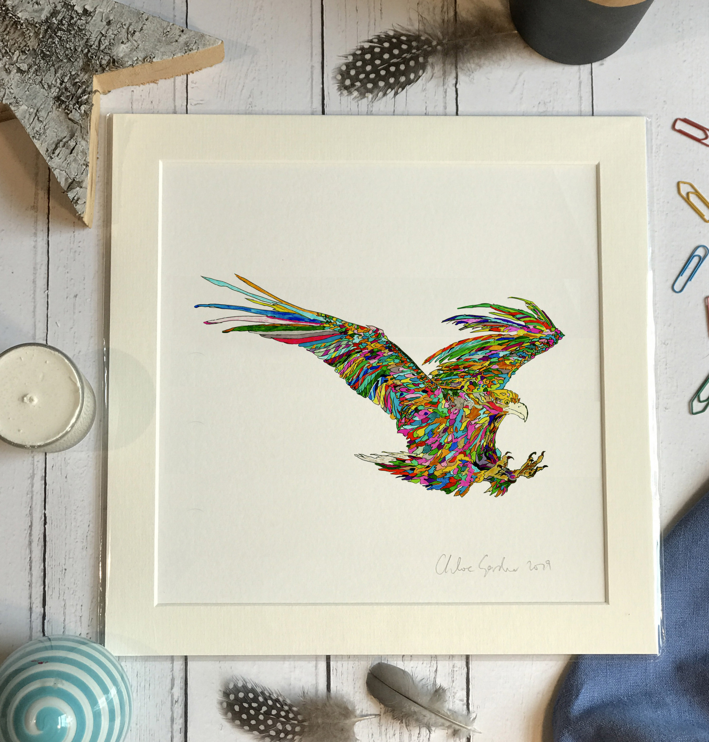 Unframed Print - Square in a mount and bag for 12 inch frame - EAGLE (Avail:0 04/26)