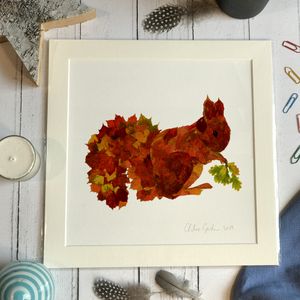 Mini Print - Square in a mount and bag for 8 inch frame - Leaf Squirrel  (Avail:2 (04/26)