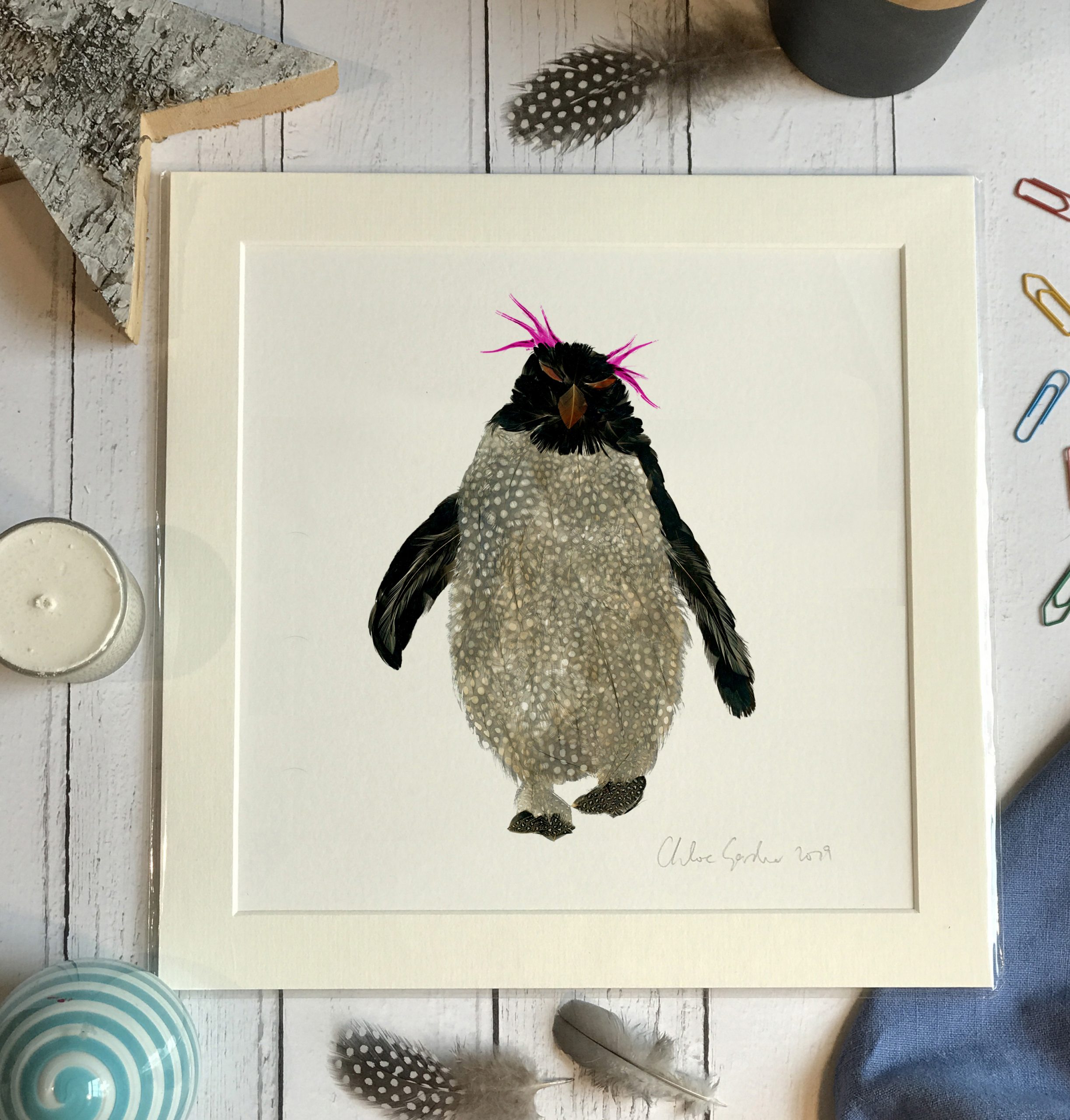 Mini Print - Square in a mount and bag for 12 inch frame - Single rockhopper with mad pink hair  (Avail:3 04/26)