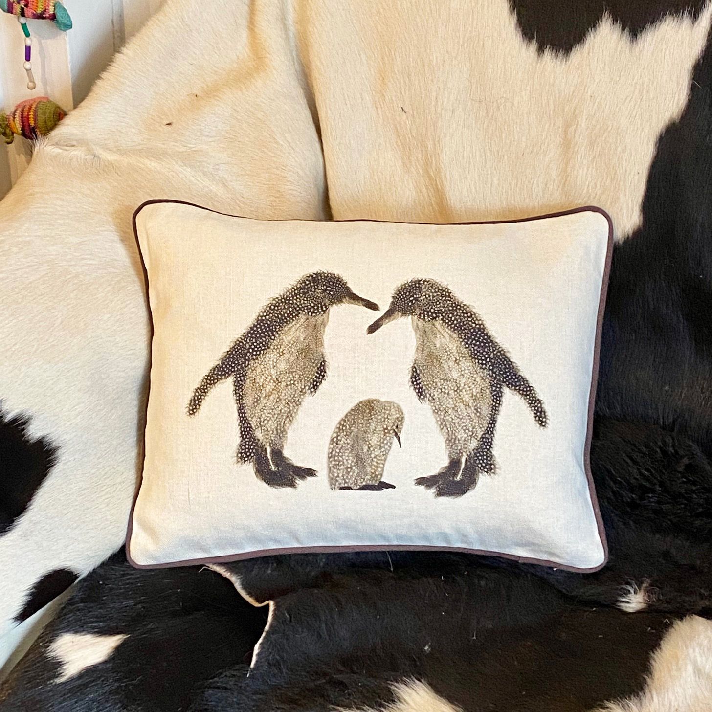 cushion two penguins and a baby square image B