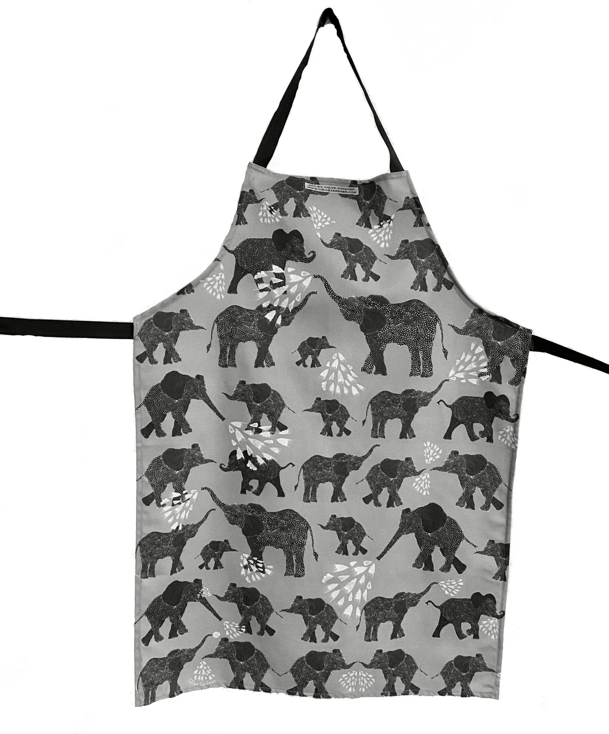 APRON - Elephants on Grey