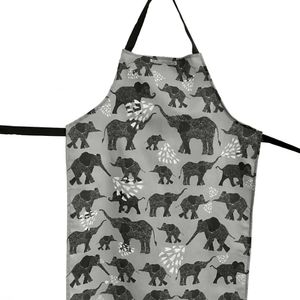 APRON - Elephants on Grey