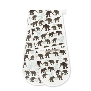 SALE - ONLY 3 LEFT - OVEN GLOVES -  Elephants on White Design - END OF THE LINE