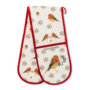 ON SALE - OVEN GLOVES - Christmas Robin