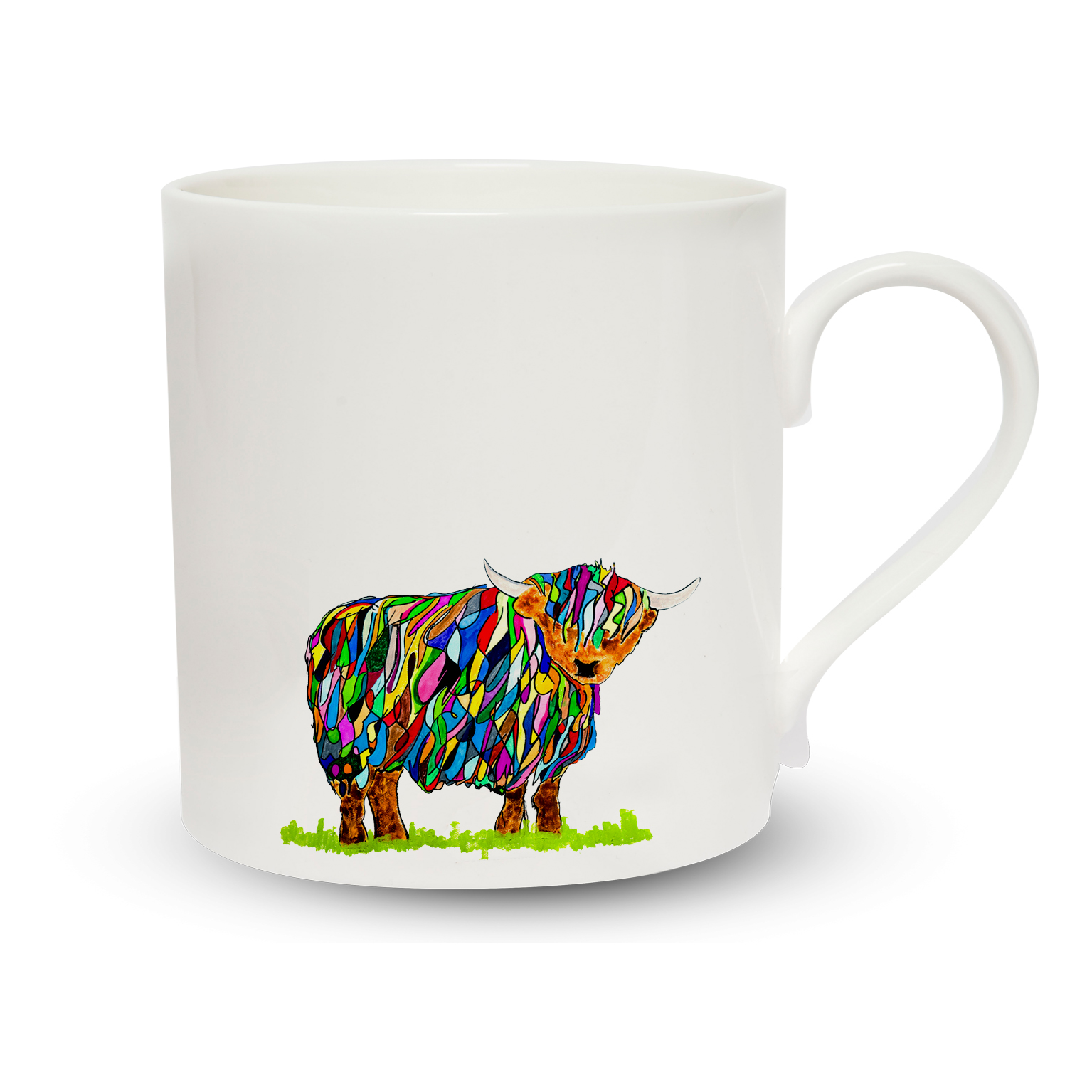 Espresso Mug - Bright Highland Cow Design
