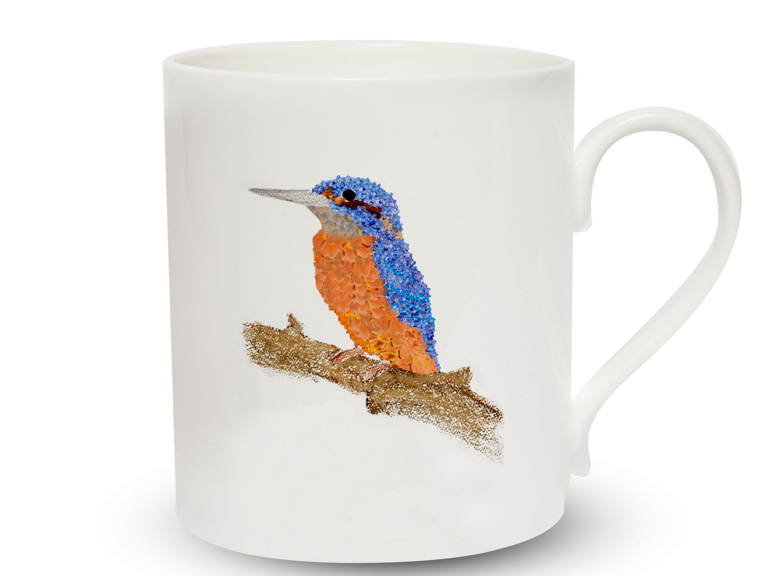 A1 square image on white espresso mug kingfisher