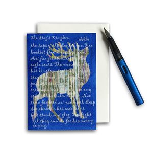 PACK OF THREE - CARD A6 - Silver Stag with verse of the Poem 'The Stag's Kingdom' by Rob Lowry