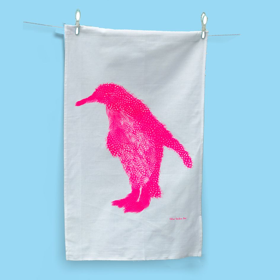 Tea towel fluoro pink