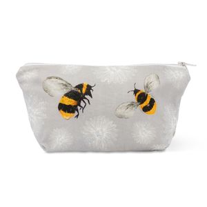 *SECONDS AS WRONG (MAUVE) COLOUR* Washbag 2 - Bees and white feather flowers design - printed nylon inside to surprise you & make you smile!
