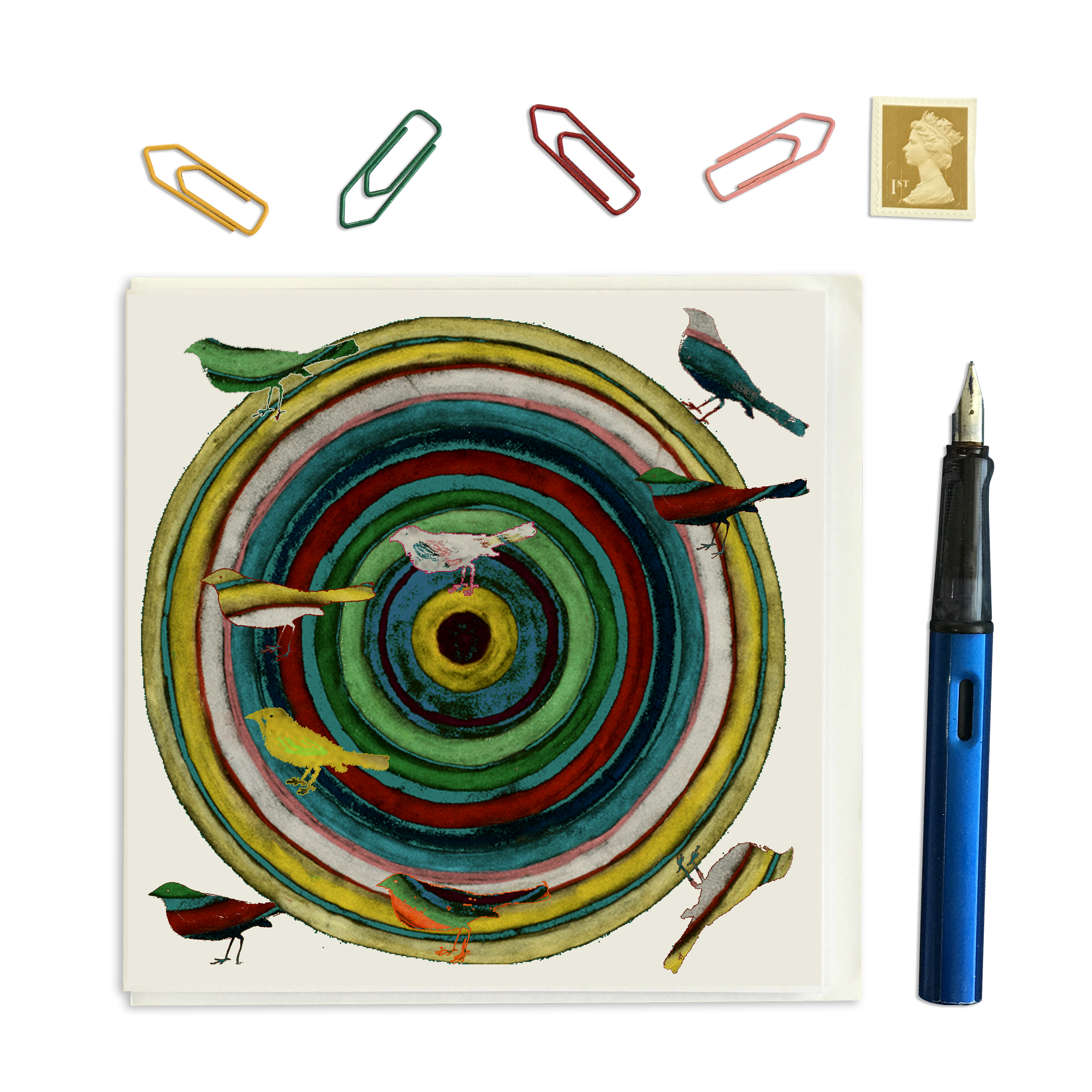 PACK OF THREE - CARD SQUARE - Bird Bath