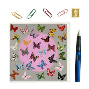 PACK OF THREE - CARD SQUARE - Butterflies on Grey