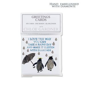 MINI SQUARE CARD PACK - Rainy Day Rockhopper Penguins