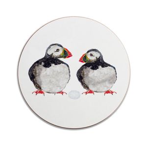 COASTER - Round Nesting Puffins with Egg Design