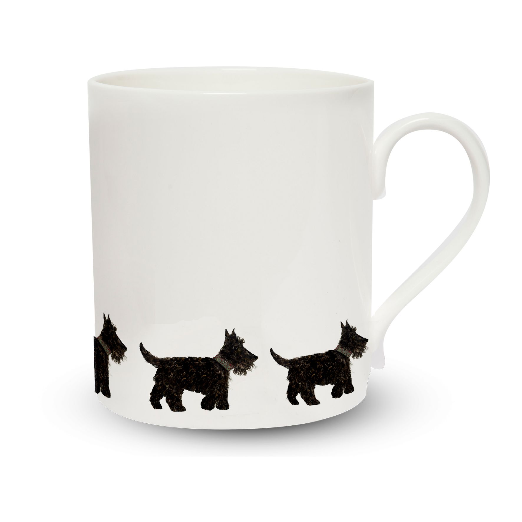 Mini Scottie Dogs China Mug by Chloe Gardner on white background