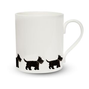 Mini Scottie Dogs China Mug by Chloe Gardner on white background