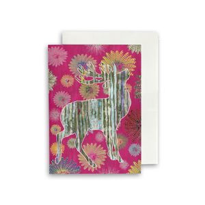 PACK OF THREE - CARD A6 - Silver Stag on Pink