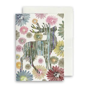 CARD A6 - Silver Stag on Coloured Rounds
