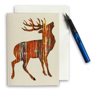PACK OF THREE - CARD 7X5 - BROWN STAG ON BEIGE