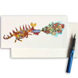 PACK OF THREE - CARD LONG - Leaf Dragon with Fire