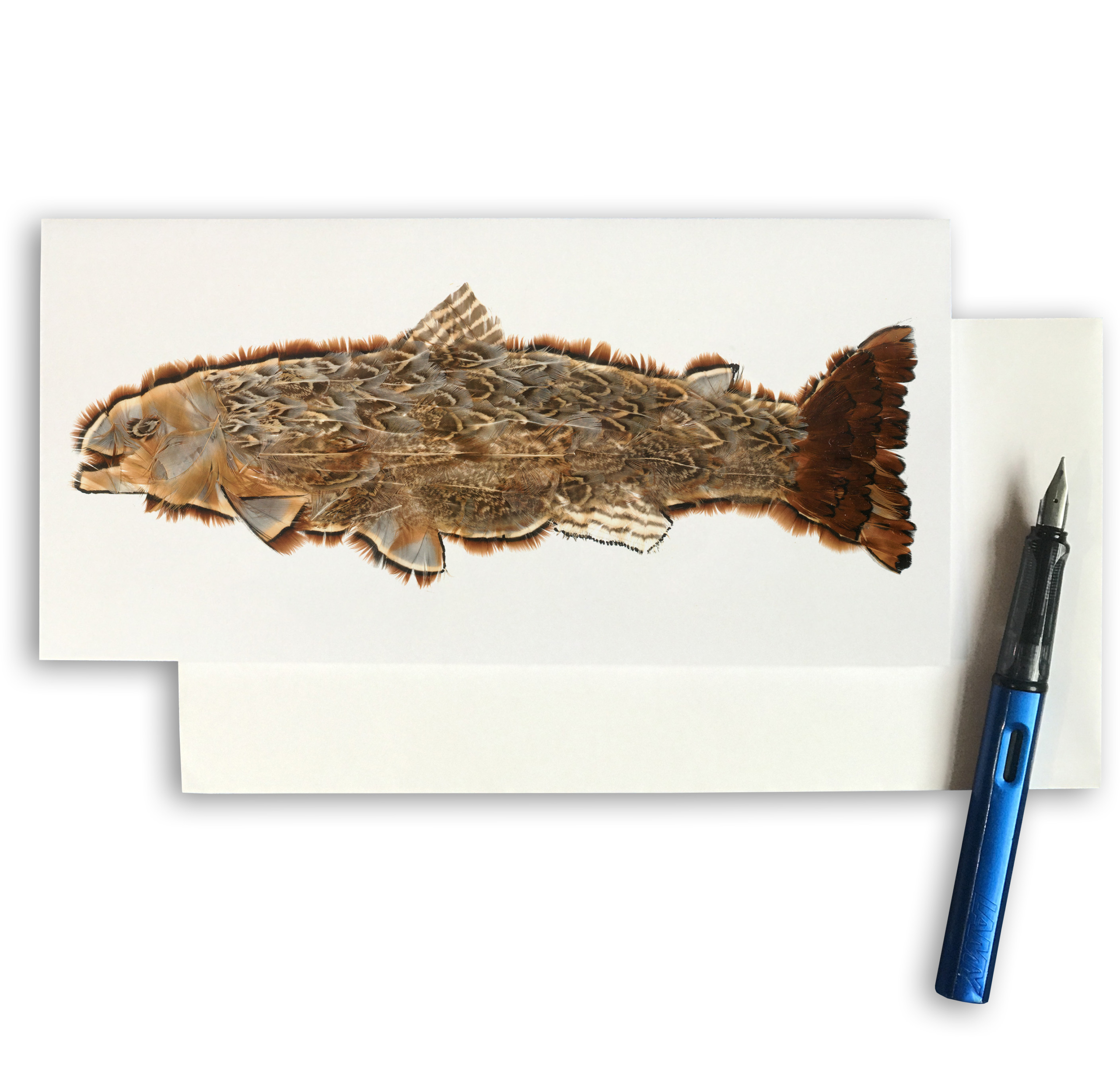 PACK OF THREE - CARD LONG - Fish in Feathers Old style