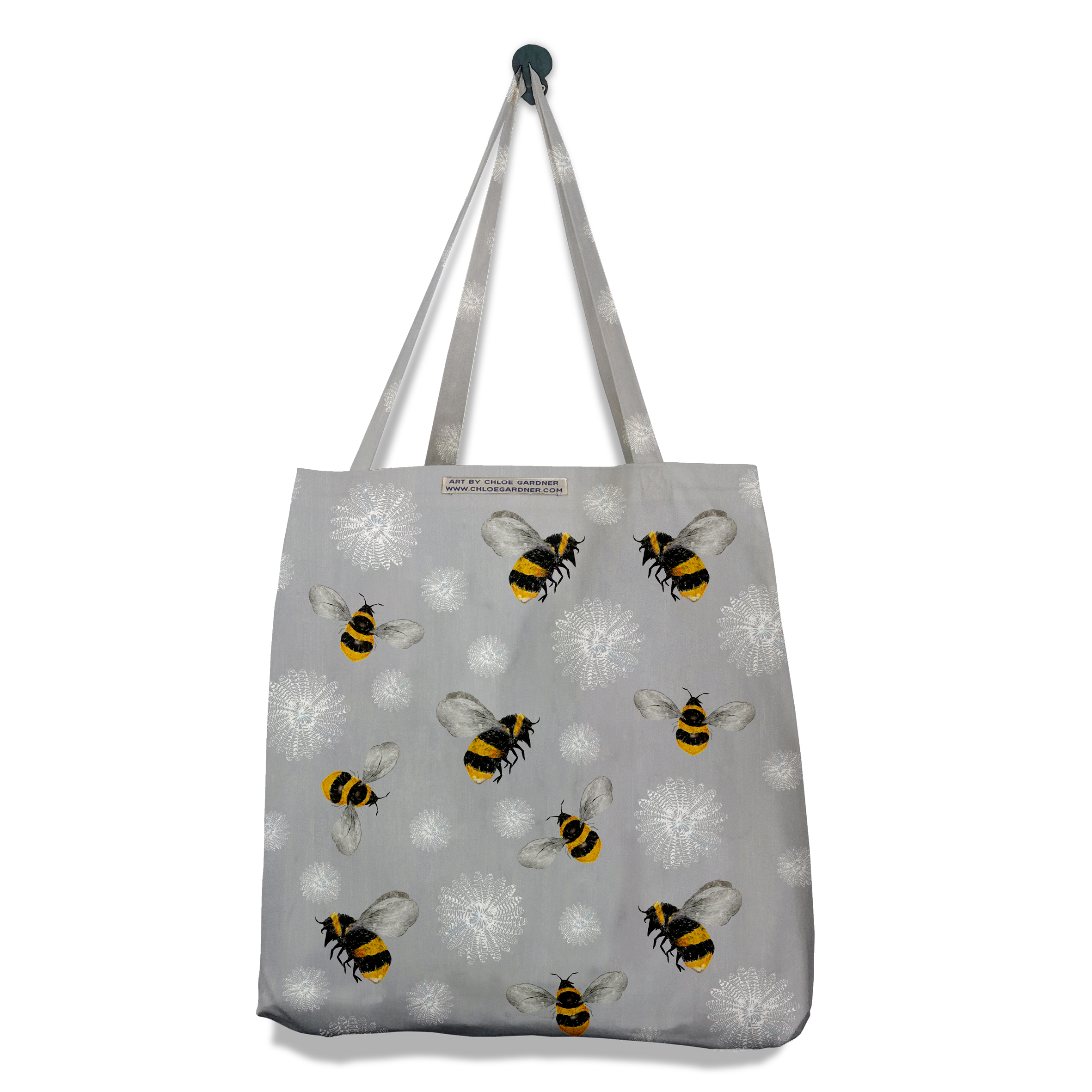 *SALE* LARGE BAG - Bees and white feather flowers