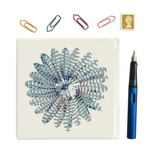 PACK OF THREE - CARD SQUARE - BLUE FEATHER ROUND