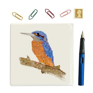 CARD SQUARE - Kingfisher in flowers
