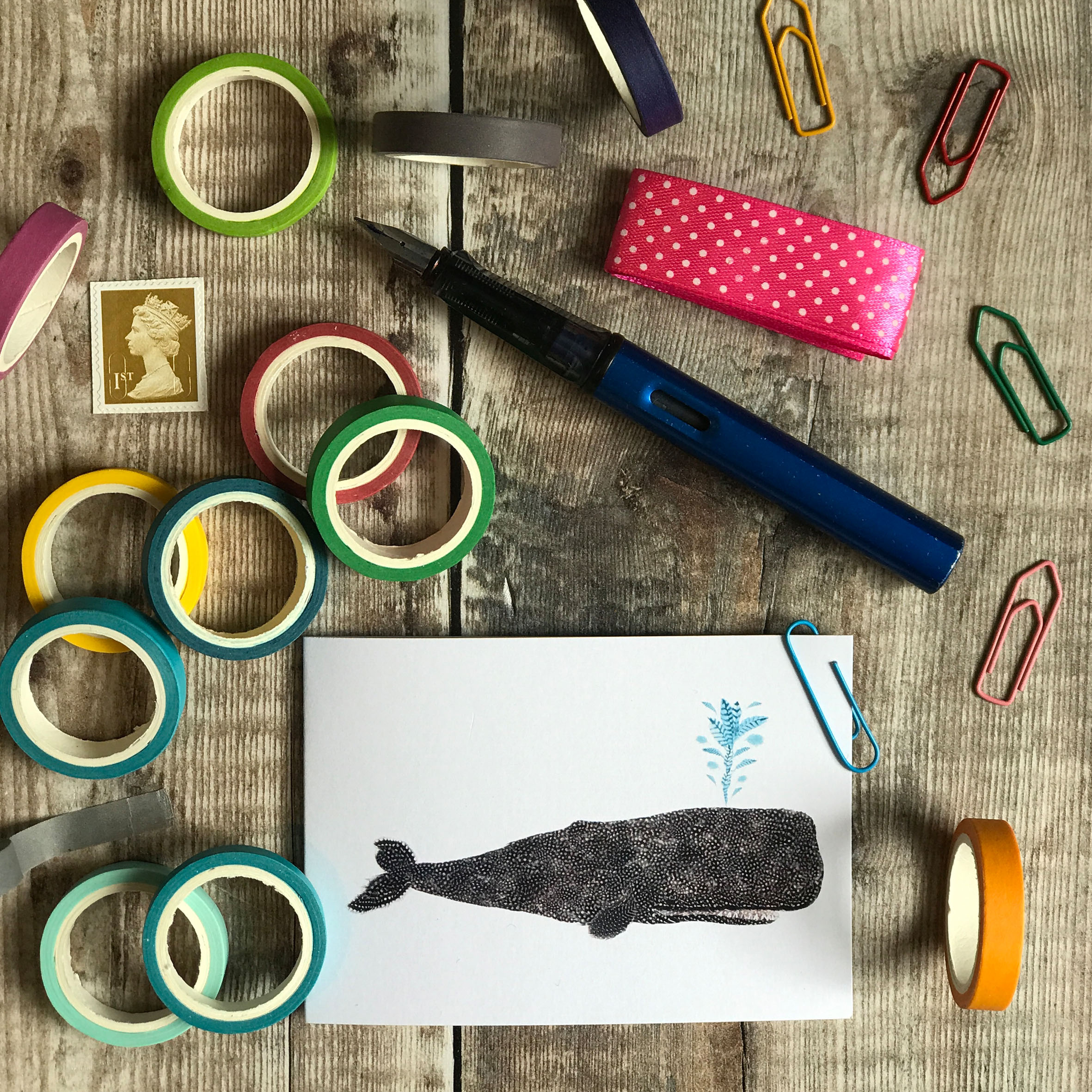 MINI MINI CARD- whale PACK OF 5