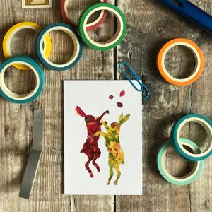 MINI MINI CARD- Boxing leaf hares PACK OF 5