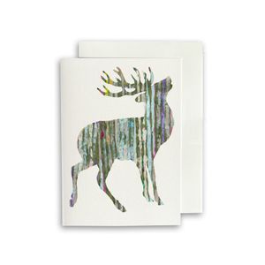 PACK OF THREE - CARD A6 - Silver Stag on white
