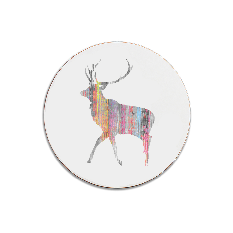 ROUND COASTER - Pinkish Grey Young Buck Stag