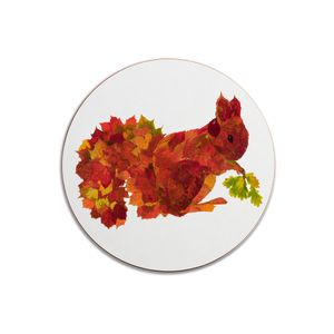 ON SALE - ROUND COASTER - Leaf Squirrel
