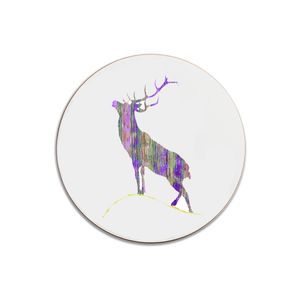 ON SALE - ROUND COASTER - Purple Stag on Hill