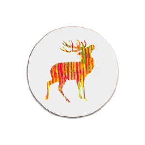 ON SALE - ROUND COASTER - Red Stag Facing Right