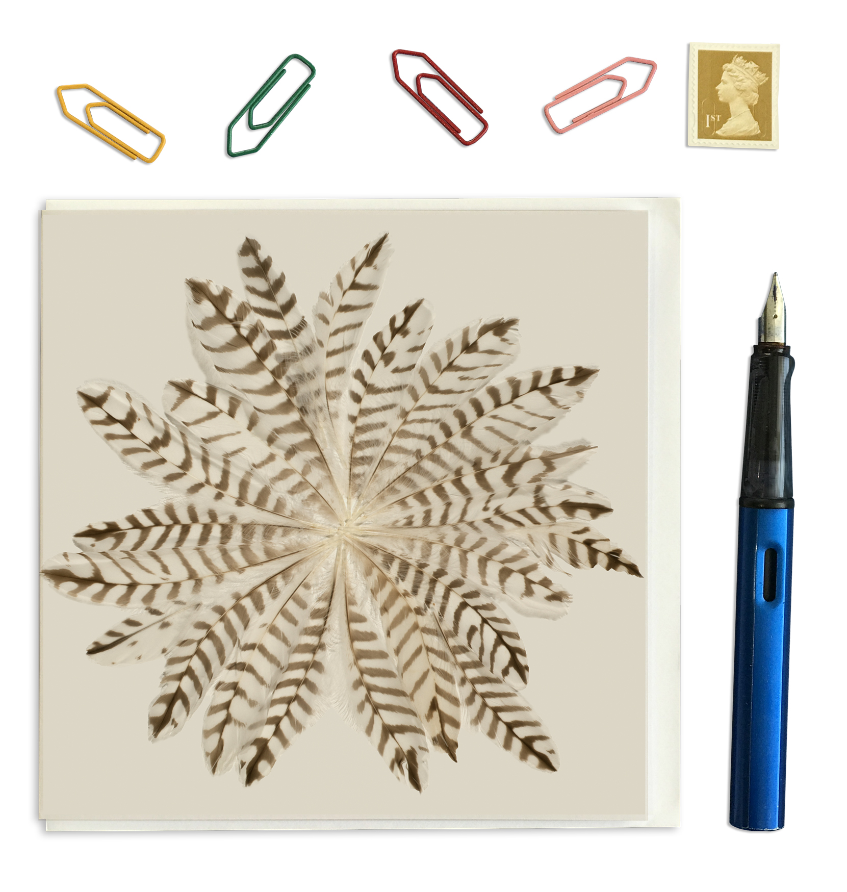 PACK OF THREE - CARD SQUARE - New Feather Flower