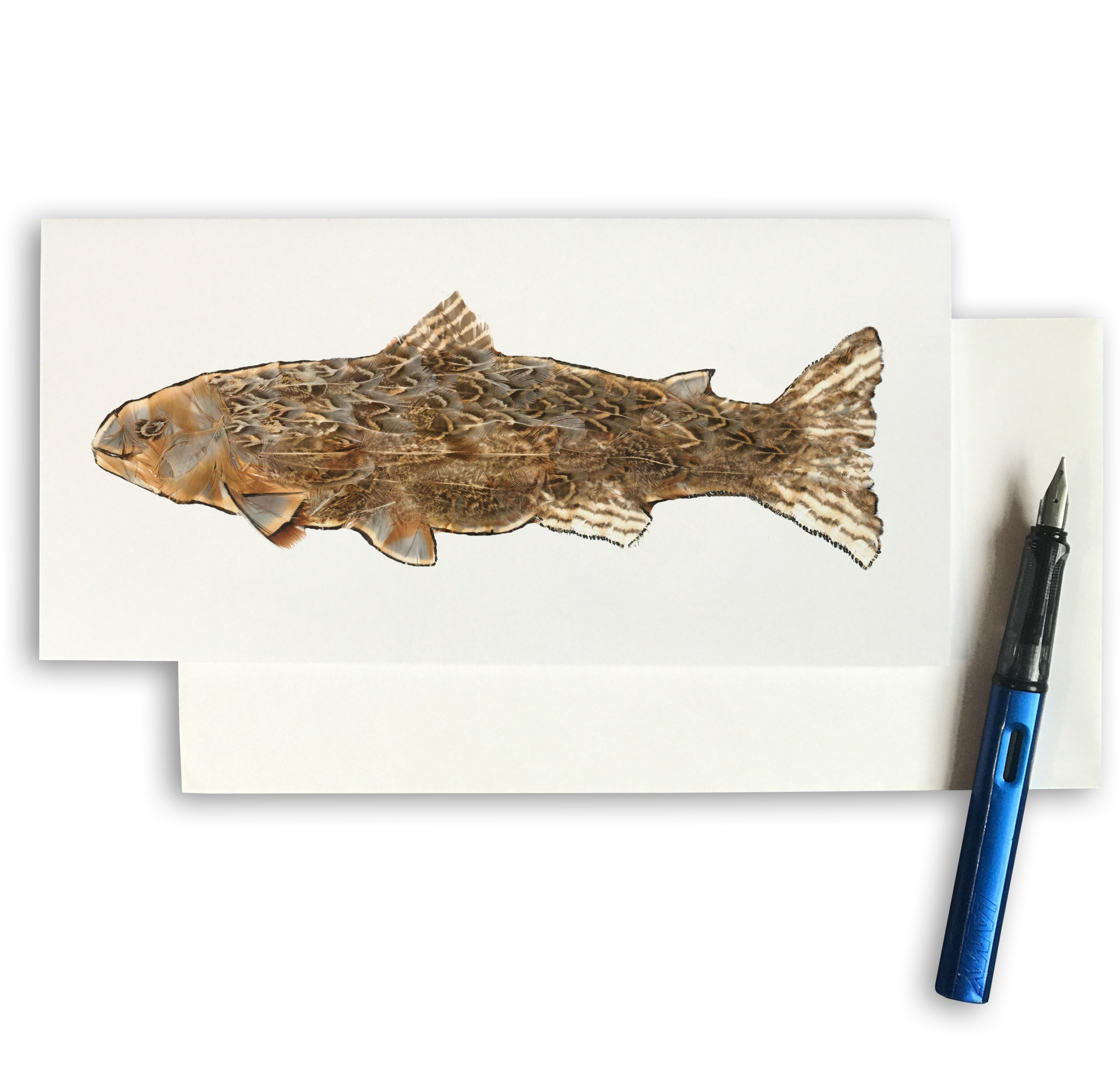 CARD LONG - Fish in Feathers