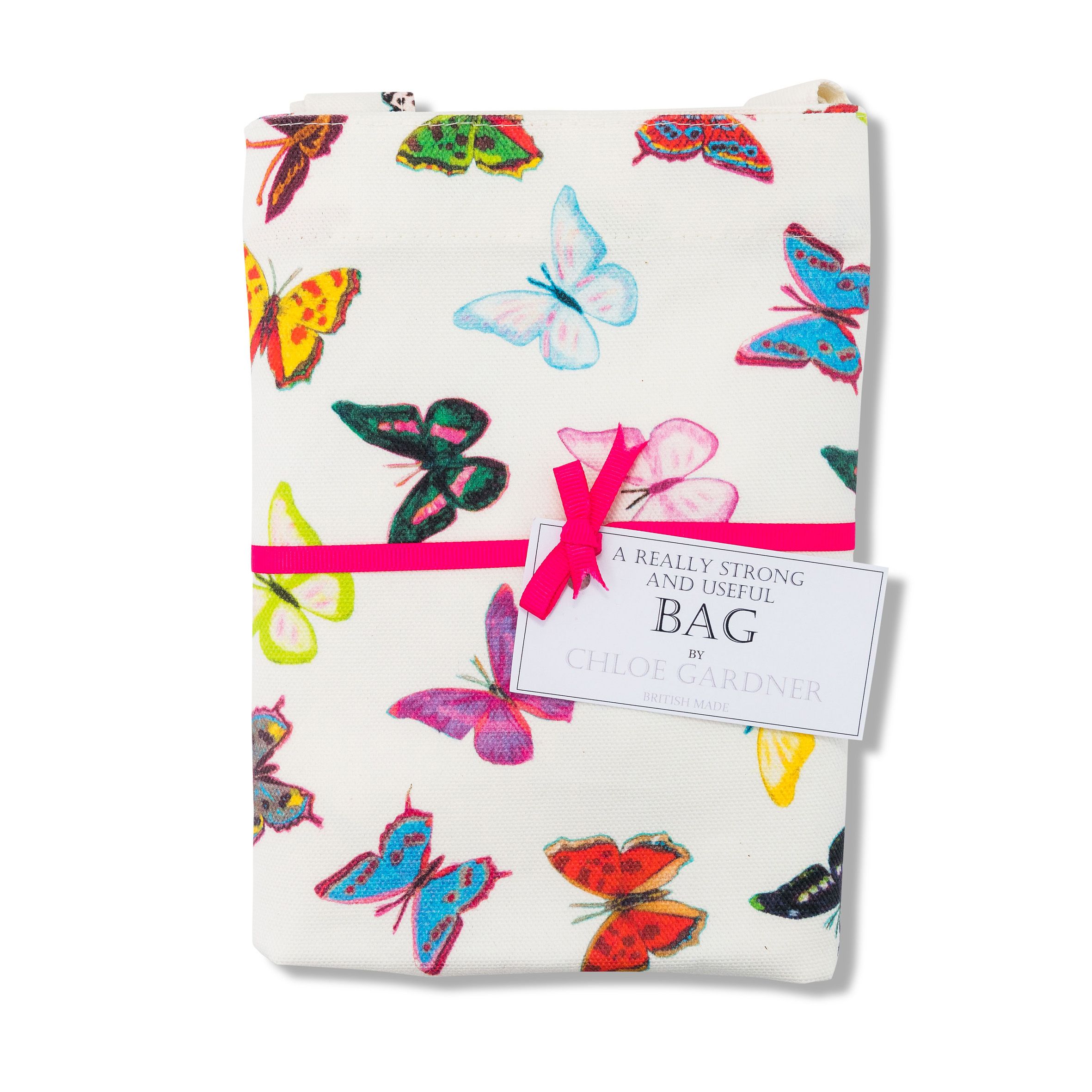 1MB Folded butterflies bag with pink ribbon square image